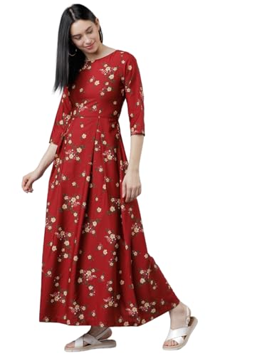 Image of Tokyo Talkies Women's Three-Quarter Sleeves Boat Neck Printed Dresses | Stylish Dresses | Casual Dresses
