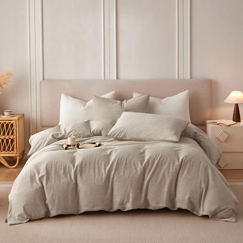 BFS HOME Linen Duvet Cover King Size - Soft Breathable Cotton Linen Blend, 3-Pieces Bedding Set with 2 Pillowcases, Stonewashed Texture, Khaki, All-Season Comfort by BFS HOME - Used condition - Image 8