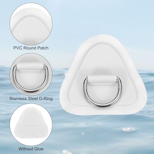 Patch D-Ring PVC blanc avec sandow élastique pour kayak et paddle