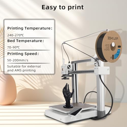 Image of 3DHoJor Update Basic PETG Filament 1.75mm, PETG 3D Printer Filament, 2.2 LBS (1KG) Cardboard Spool, Fit Most FDM 3D Printer, Black