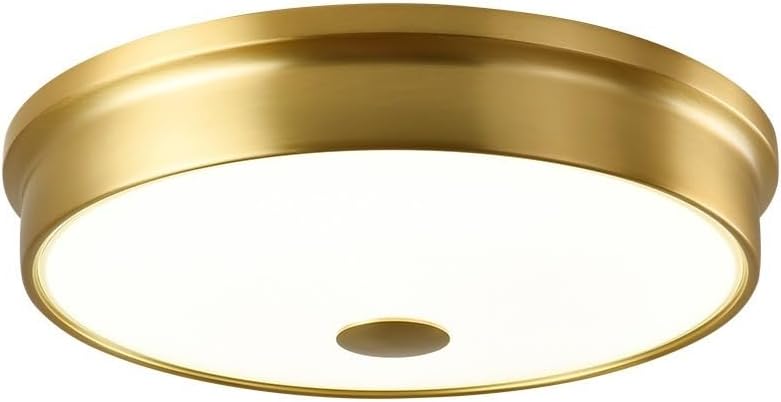 BKLFGP Round Semi Flush Mount Ceiling Lights Modern Simple Brass Ceiling Light LED Three-color Light-changing Bedroom Hallway Close To Ceiling Light Fixture for Living Room Villa Foyer(32*9cm)