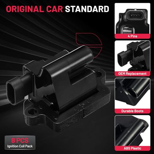Image of BDFHYK Pack of 8 Ignition Coils Compatible with Escalade Avalanche Silverado Suburban Tahoe Topkick Savanna Sierra Yukon 1999-2009 4.8L 5.3L 6.0L 8.1L H6T55171ZC 3859078 C1208 UF-271