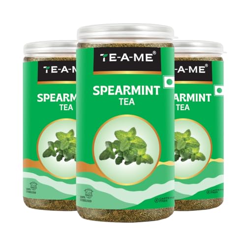 Image of TE-A-ME Spearmint Tea - 300g (300+ Cups) | Spearmint Leaves Tea for PCOS, PCOD & Facial Hair | Helps - Balance Hormones, Reduces Facial Hair & Acne | Supports Digestion | Herbal Tea - Dried Loose Leaf - Caffeine Free | 100g - Pack of 3