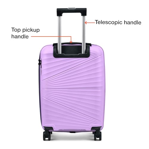 Image of Nasher Miles Golden Gate Hard-Sided Polypropylene Cabin Luggage 20 inch | 55cm | 8 Wheels Small Trolley Bag for Travel | Suitcase Purple & Dark Purple