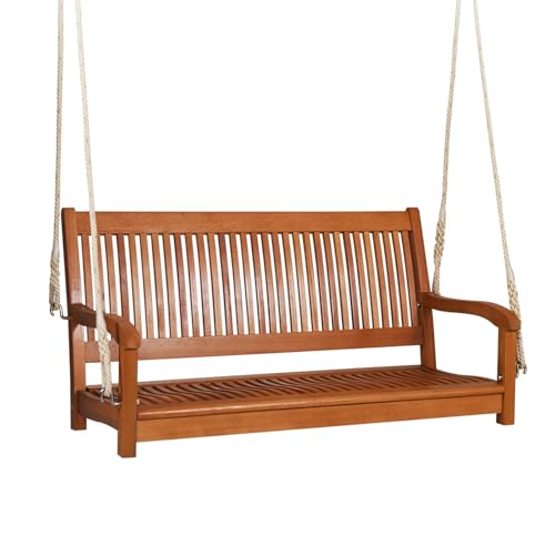 FANTASK Schaukelbank, 2-Sitzer Hängebank Gartenschaukel bis 360 kg belastbar, Hollywoodschaukel zum Aufhängen, aus Eukalyptusholz, Veranda-Schaukel für Terrasse, Garten & Balkon FANTASK Schaukelbank, 2-Sitzer Hängebank Gartenschaukel bis 360 kg belastbar, Hollywoodschaukel zum Aufhängen, aus Eukalyptusholz, Veranda-Schaukel für Terrasse, Garten & Balkon