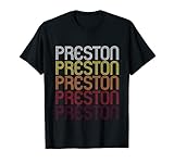 Preston Retro Wordmark Pattern - Vintage Style T-shirt