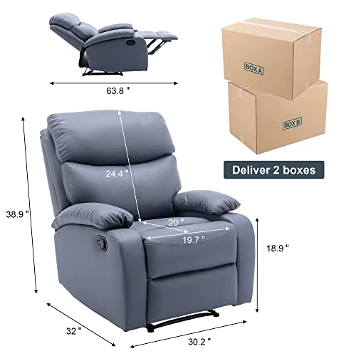Hzlagm Recliner Chair For Living Room, Manual Recliner With Microfiber Technology Cloth, Overstuffed Single Sofa, Easy To Operate The Footrest & Headrest, Suitable For Small Spaces- Dark Gray #TOP1
