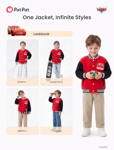 Image of Disney Kids Fleece Bomber Jacket, Varsity Outerwear with Pockets, 2-10Y