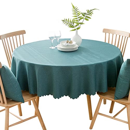Image of Jeloris Round Waterproof Tablecloth Spill-Proof and Stain Resistant Table Cloth Wrinkle Free Washable Decorative Fabric Table Cover for Kitchen, Dining, Parties, Buffet, Wedding(55 inch, Teal)