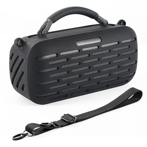 LICHIFIT シリコンケース・Bose SoundLink Max Portable Speaker用 カバー bluetoothスピーカー 保護カバー ショルダーストラップ付 旅行 運動 持ち運び便利 アクセサリー(ブラック)