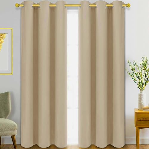 Consejos para Comprar Cortinas los mejores 5. 44 VASA NAMA Cortinas Blackout con Aislamiento Térmico para Estar/Recámara Ventana, 2 Paneles Cortinas de Sala de Estar, Suave Poliéster Tela Impermeable, Reducción Ruido (Beige,...