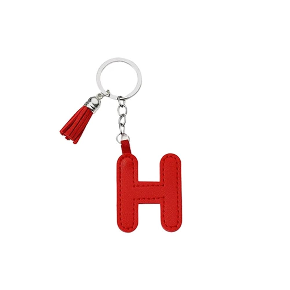 Arfuka Unisex Lette H Letter Keyring With Colored Pu Leather Tassel Pendant Alphabet H Keychain- Cute Bag Charm, Backpack Decoration Accessories For Women & Men