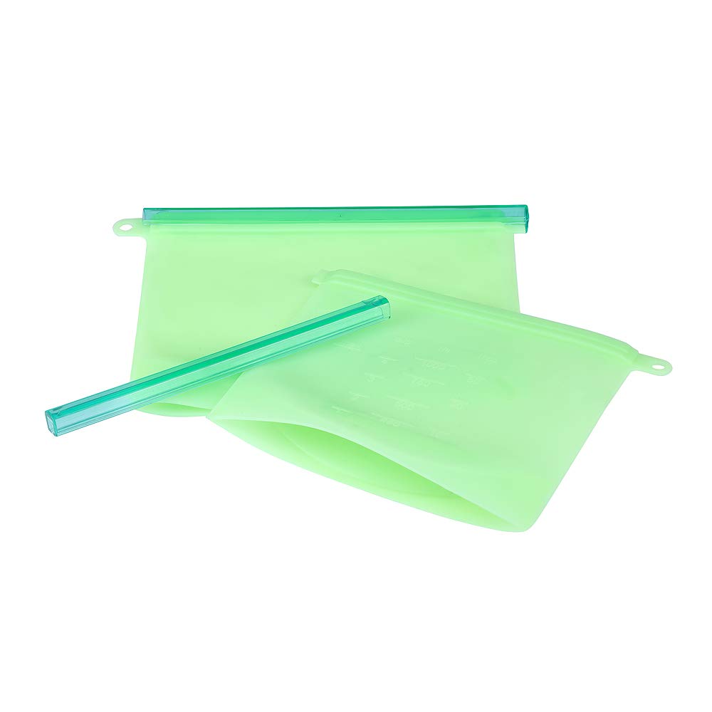 Bolsa de almacenamiento de alimentos de silicona, a prueba de fugas, sin olor, resistente a las manchas, duradero, apto para lavavajillas - Apto para microondas y refrigerador (juego de 2) 2 L