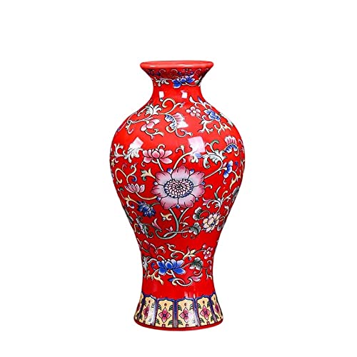 Small Ceramic Vase for Flower Handmade Elegant Vintage Chinese Painting