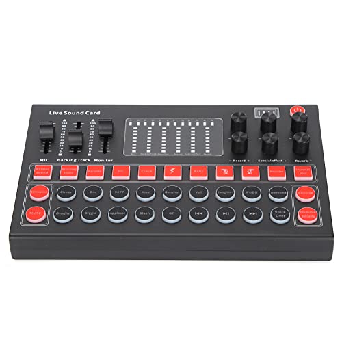 Xiuganpo Juego de Tarjeta de Sonido en M9 Bluetooth Ajuste de Reverberación Profesional Kit de Equipo de Tarjeta de Sonido en de Señal Estable para Cantantes y Transmisores 2.0 Canales