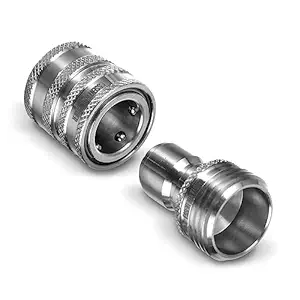 Essential Washer 3/4 Stainless Steel Garden Hose Quick Connect Fittings | Plug/Coupler Set of 3