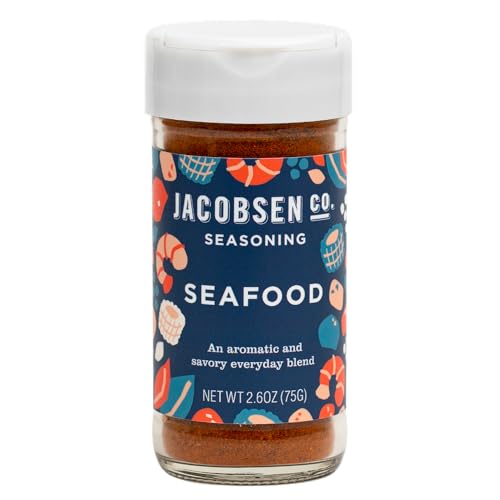 Jacobsen Salt Co. Seafood Seasoning – Sea Salt Soy-Free, Non-GMO, Gourmet Seasonings and Spices for Cooking, Made in USA, Real Salt Flakes, Fish Seasonings – 2.64oz