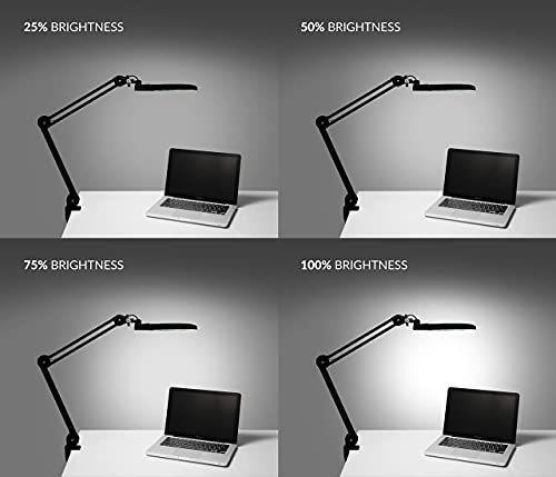 Neatfi XL Bifocal LED Magnifying Lamp, 7-Inch Acrylic Lens, 5D/20D Magnification, Hands-Free, Dimmable, 84 SMD LED, Adjustable Arm for Crafts, Reading, Close Work (with Clamp, Black)