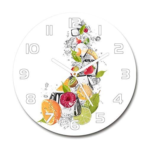 Horloge en verre 60x60cm Tulup motif fruit avec de la glace pour décoration murale