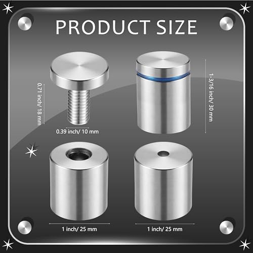 Image of Pelopy 12 Pcs Sign Standoff Screws Advertising Screws Stainless Steel Wall Standoff Mounts Glass Acrylic Nail (1 x 1-3 /16 Inch)