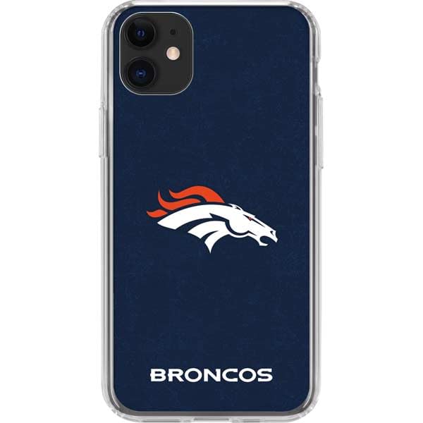 Skinit Clear Phone Case Compatible with iPhone 11 - Officially Licensed NFL Denver Broncos - Distressed Design