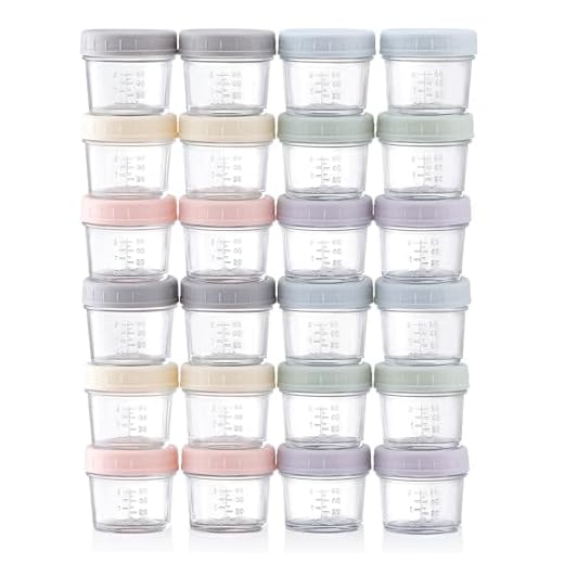 VITEVER 24-Pack Glass Baby Food Storage Containers - 4 oz Baby Food Storage Jars With Lids, Baby Food Maker, Microwave, Dishwasher & Freezer Safe