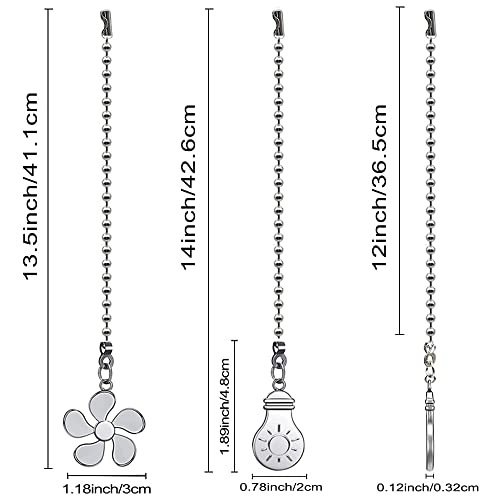 Image of Ceiling Fan Pull Chain Extension, 12 Inches Decorative Fan Pull Chain Pendant Set, Beaded Ball Fan Pull Chain Extender Ornament with Connector, (Nickel)