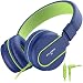 AILIHEN I35 Headphones with Microphone Lightweight Foldable Portable Wired Headsets for Cellphones Tablets Smartphones Laptop (Blue Green)
