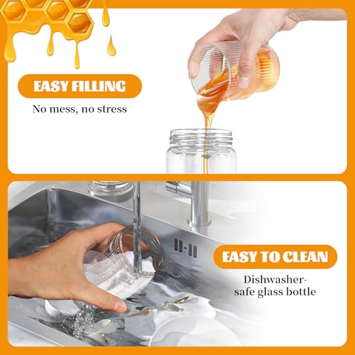 Miniatura 4 de Mumisuto Dispensador De Miel Antigoteo, 350ml 12,35oz Tarro Para Miel, Tapas Superior E Inferior Extraíbles, Dispensador Mielera Con Mango, Para Almacenamiento Y Dispensación De Jarabe Negro