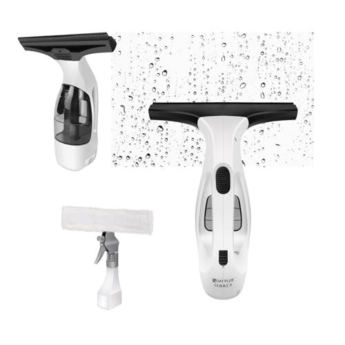 Kabelloser Glasreiniger mit 2.0KPA Saugkraft | Inkl. Sprühflasche & Mikrofaserwischer | Elektrischer Fensterputzer für Haushalt und Auto