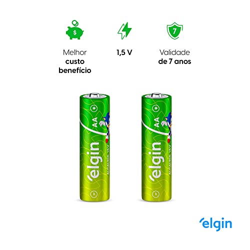 Pilha Alcalina AA com 8 unidades Elgin Comum