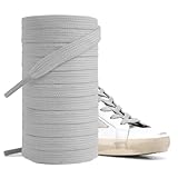 UamGlsob Cotton Shoe Laces for Golden Goose Sneakers, 100% Cotton Flat Athletic Shoelaces Replacement Strings for GG Shoes (Grey, 54'/140cm)
