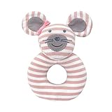 Organic Farm Buddies Apple Park Ballerina Mouse Teething Rattle, Baby Toy for Infants - Hypoallergenic, 100% Organic Cotton