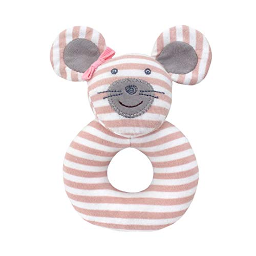 Image of Organic Farm Buddies Apple Park Ballerina Mouse Teething Rattle, Baby Toy for Infants - Hypoallergenic, 100% Organic Cotton