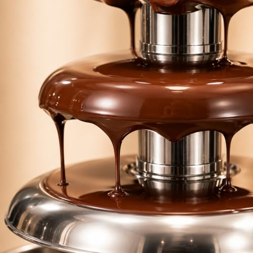 Image of Electric Chocolate Fountain Machine with Stainless Steel Tower | 5-Tier Chocolate Fountain | Motor & Heating Control for Parties, Hotels, Catering & Events