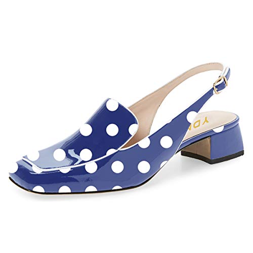Image of YDN Women Closed Square Toe Block Low Heels Slingback Formal Loafer Dressy Shoes Office Lady Pump Size 4-15 US