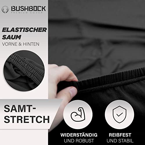 BUSHBOCK® Premium Autoabdeckung Indoor - Satin Schutzhülle Stoff - Abdeckplane Autoplane Autogarage Innenbereich - 2 Farben, 4 Größen (Schwarz, M)