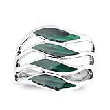 AeraVida Amazing Waves Myriad of Green Malachite Stone Sterling Silver Ring (9)