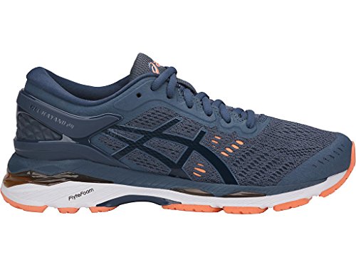 ASICS Women's Gel-Kayano 24 Running Shoes, 6M, Smoke Blue/Dark Blue/CANTELOUP