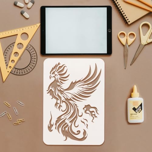 FINGERINSPIRE Phoenix Large Stencils 21x29.7cm Firebird Painting Stencils Flying Phoenix Drawing Stencils Mythical Phoenix Stencils Brilliant Phoenix Templates Flame Phoenix Templates for Wall Decor - Image 3