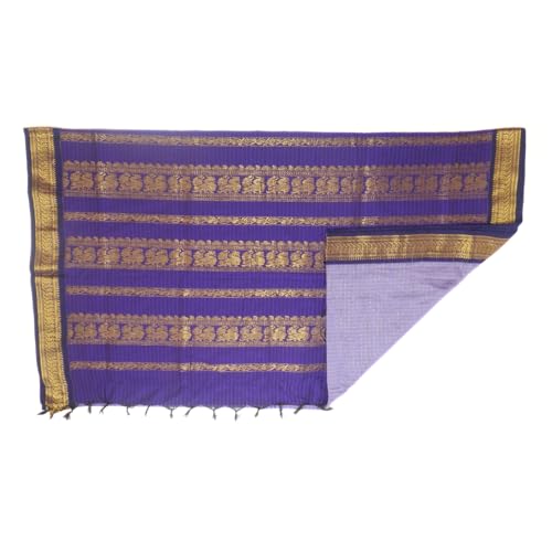 Image of Pure Kalyani Cotton Saree | Zari Border & Blouse Piece - Lata Gadwal Design | Traditional Saree