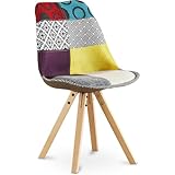 Multicolor Iconik Interior Patchwork Style Silla de comedor – Revestimiento Patchwork – Ray, multicolor