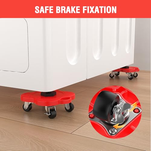Furniture Dolly Mover with Brake Wheels,Furniture Sliders,Furniture Lift Mover Tool Set for Moving Refrigerator, Sofa, Cabinet, Load Capacity Up to 1100lb by JIUOQUO - Image 4