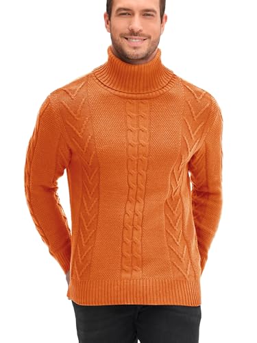Men's Turtneck Pullover Sweaters Cable Knit Casual Pullover Sweater