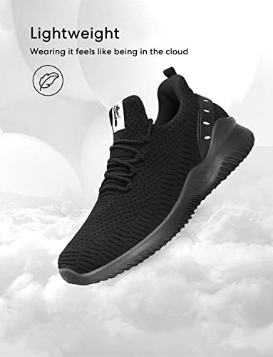 Flysocks Walking Tennis Shoes For Men Non Slip Lightweight Breathable Mesh For Indoor Outdoor Gym Travel Work Casual Memory Foam Running Sneaker All Black Size 12 #TOP4