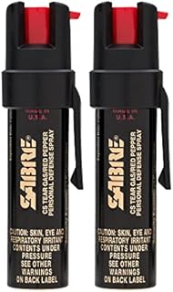 SABRE Advanced Compact Pepper Spray with Clip – 3-in-1 Formula (Pepper Spray, CS Tear Gas & UV Marking Dye), Police Strength Self Defense Spray, 10-Foot (3 m) Range, 35 Bursts – Easy Access Belt Clip