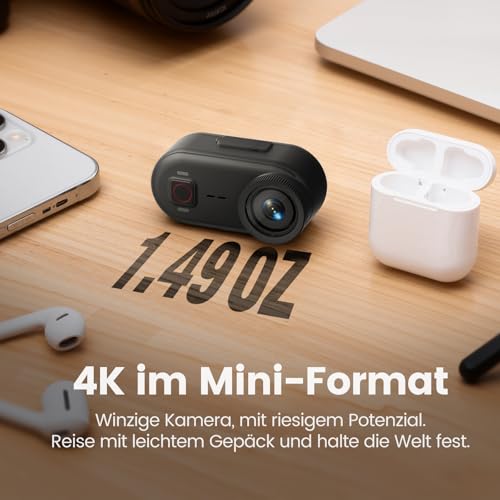 4K 30FPS Vlog Kamera, 64GB POV-Kamera, 10m wasserdicht Bodycam, Mini-Action cam mit 6 Achsen Stabilisierung, 150° freihändige Sportkamera, Tiny Actioncam, 4,5 Stunden Akkulaufzeit, überall montierbar