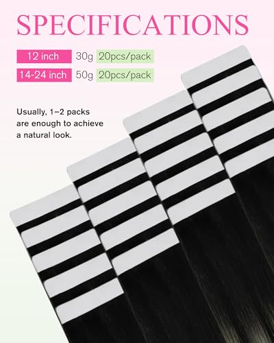 Image of YoungSee Balayage Tape Hair Extensions Real Human Hair Black Tape in Hair Extensions Ombre Black to Silver Lightweight Hair Extension Tape for Women Silky Straight Hair 18 Inch 50g 20pcs