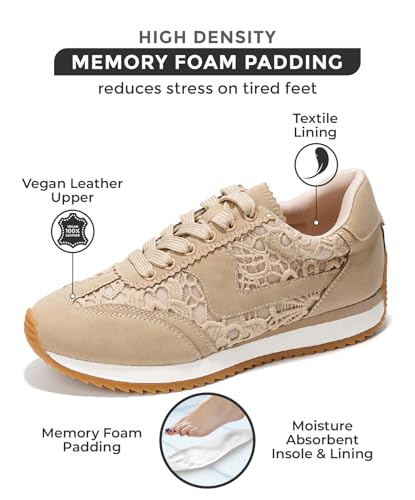 Project Cloud Sneakers for Women – Lightweight Lace-Up Shoes for Women with Memory Foam Insoles – Trendy Womens Shoes – Non-Slip, Comfortable Womens Sneakers (Madison, Raffia,9)2