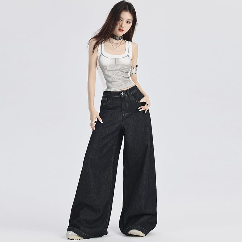 American High-Waisted Wide-Leg Loose Straight-Leg Pants for Women